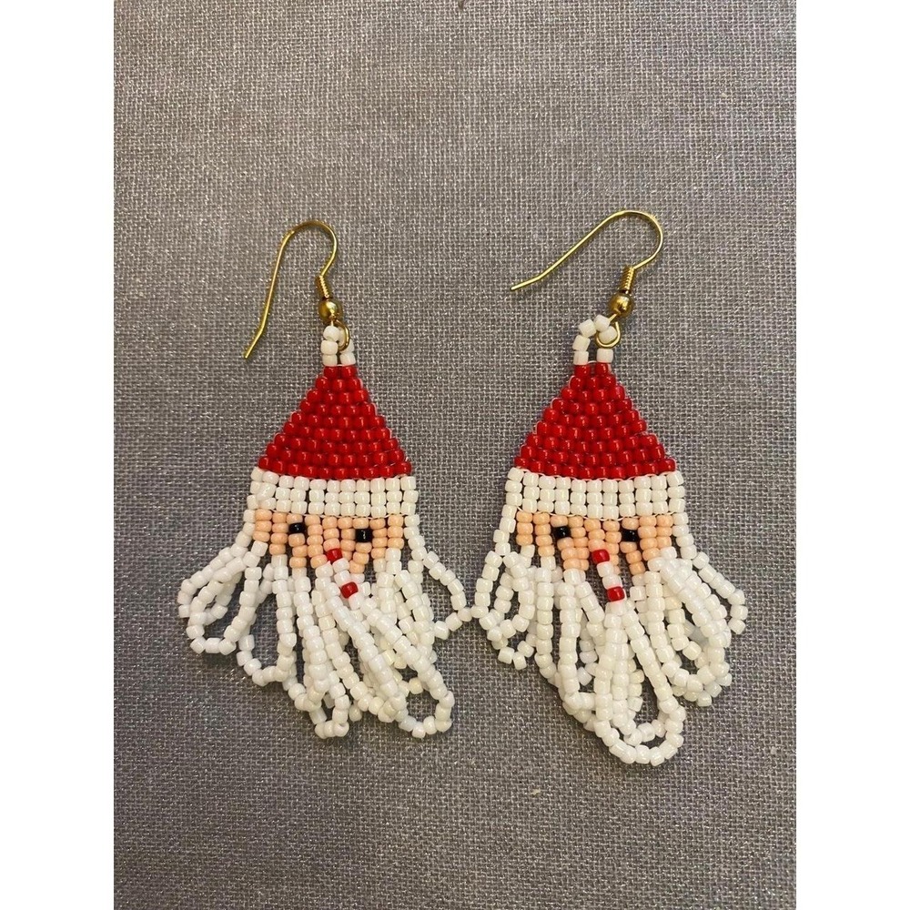 Santa Claus Earrings Handmade Dangles Jewelry